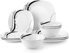 VEWEET Porcelain Dinnerware Set, 12 PCS 12 Piece (Service for 4), Fiona 