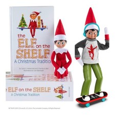 NWT Elf on the Shelf Boy with Book & MagiFreez Standing Gear Skateboarding Set