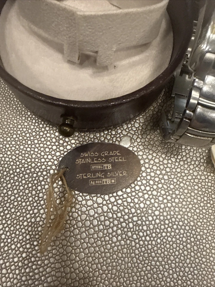 TOMMY BAHAMA Sterling and SS  TB3010  Palm Tree Bracelet Watch Mens in Box EUC - Image 3 of 4