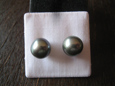 exklusive Designer Ohrringe Stecker 925er Silber Tahiti Perlen grau 10 - 11 mm