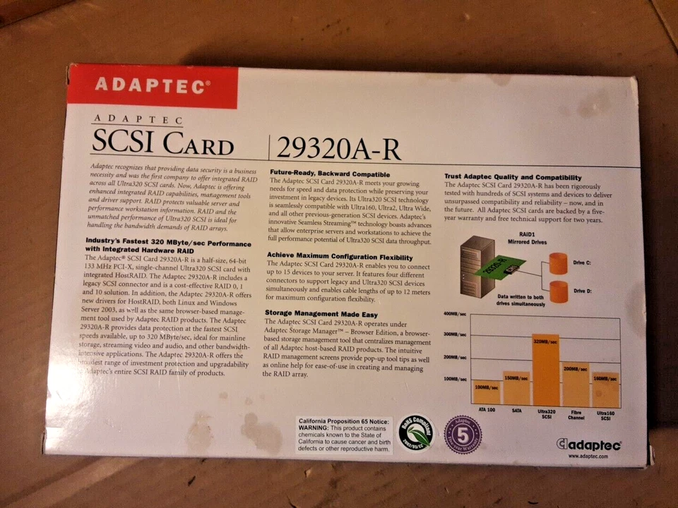 Adaptec SCSI Card 29320A-R - Storage controller - 1 Channel - Ultra320 SCSI - - Image 2 of 4