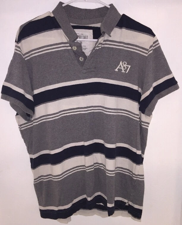 Polo Grey Striped Shirt Mens Medium A87 | eBay