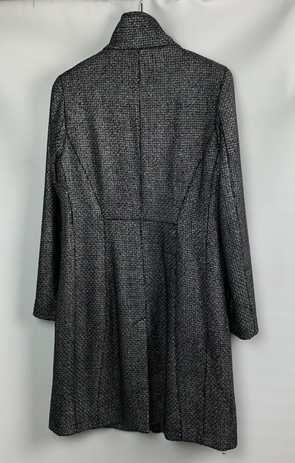 ALTRA Cappotto Calvin Klein nero argento supporto colletto zip bottoni a pressione tasche foderato taglia 6