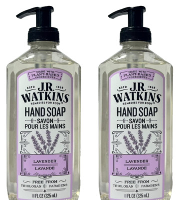 2 JR Watkins Hand Soap Lavender Free From Triclosan & Parabens 11 oz ea (832)