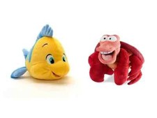 Disney Little Mermaid Sebastian and Flounder 10" Plush NWT USA SELLER