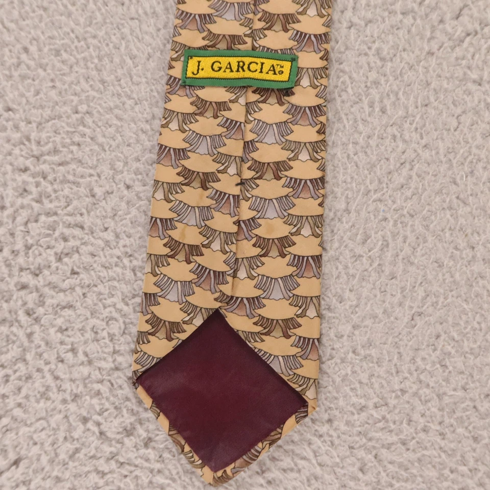 Corbata J Garcia Marrón Beige 100% Seda Hecha en México Jerry Garcia 3.5" Foto 2 de 4