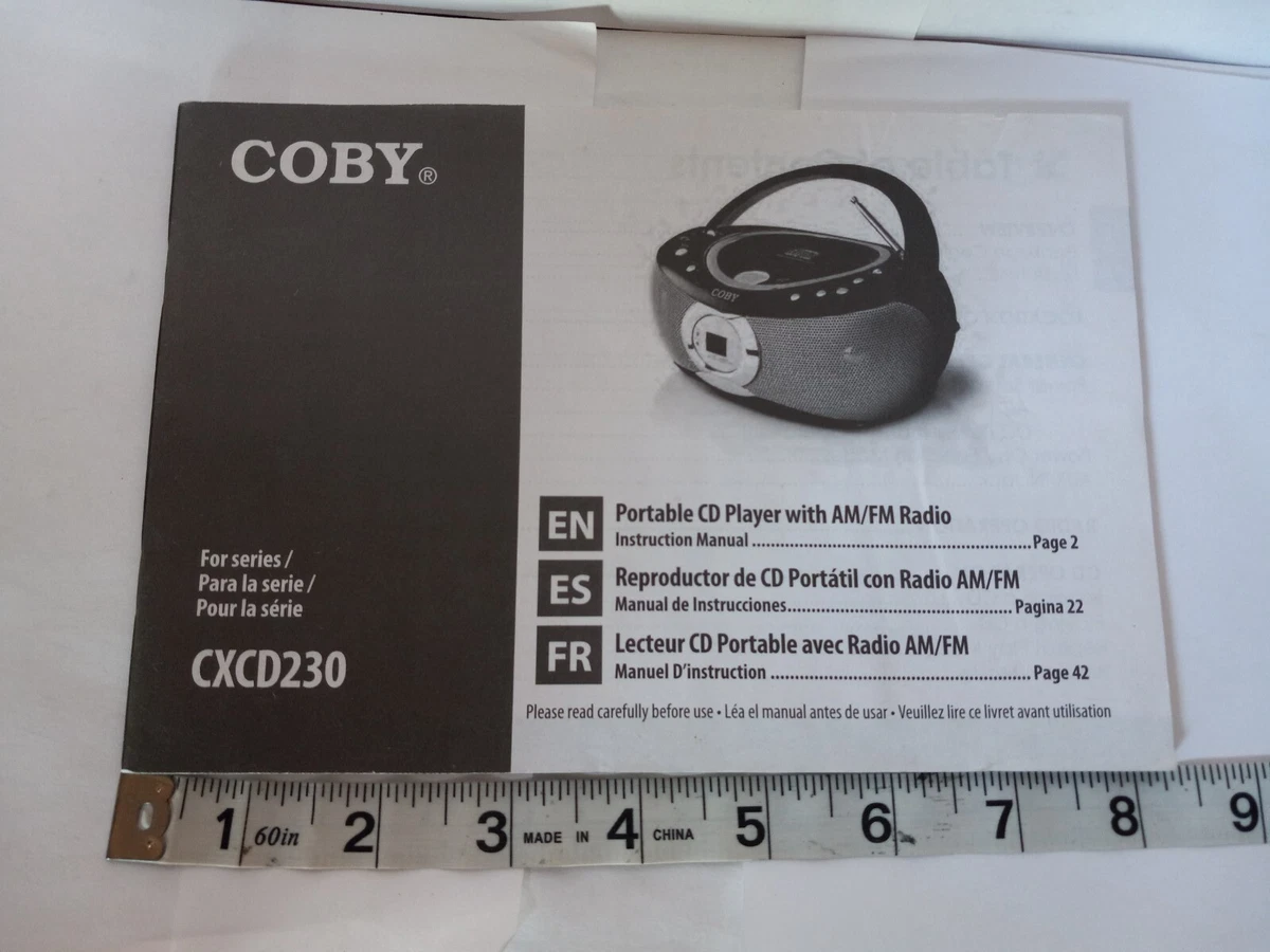 Coby Portable CD Player AMFM Radio Instruction Manual For Series CXCD230 |  eBay