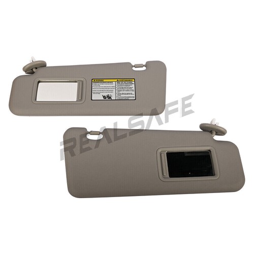 2x Sun Visors Left + Right Gray For Toyota Kluger 08-13 With Light Extended Pad