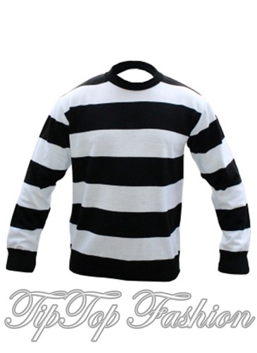 Nuevo Jersey Tejido Niños Rojo y Blanco, Blanco y Negro Niños Rayas Convicto - Imagen 3 de 3