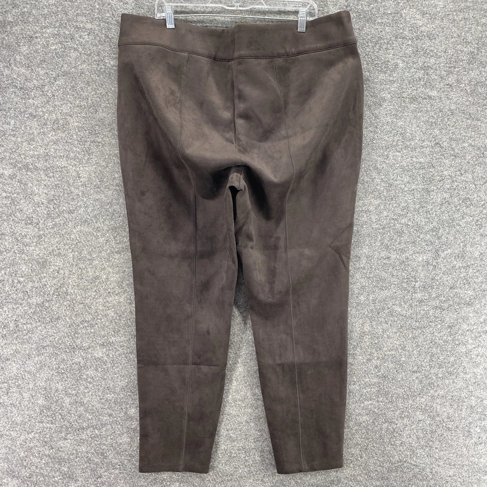 Pantalones Baccini Mujer 22/24 Plus Marrón Tiro Alto Frente Plano Pull On Chino Ajustado Foto 2 de 4