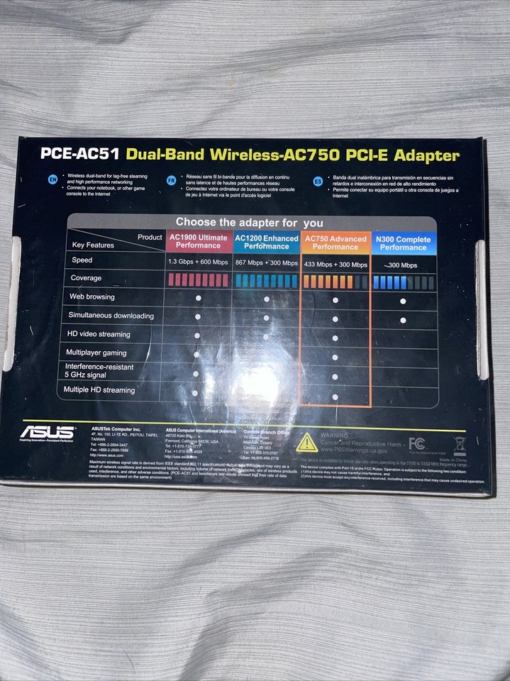 Asus Model PCE-AC51 Wireless Card PCI New In Box | eBay