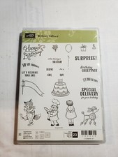 Stampin' Up BIRTHDAY DELIVERY Photopolymer 23pcs Stamp Set Surprise