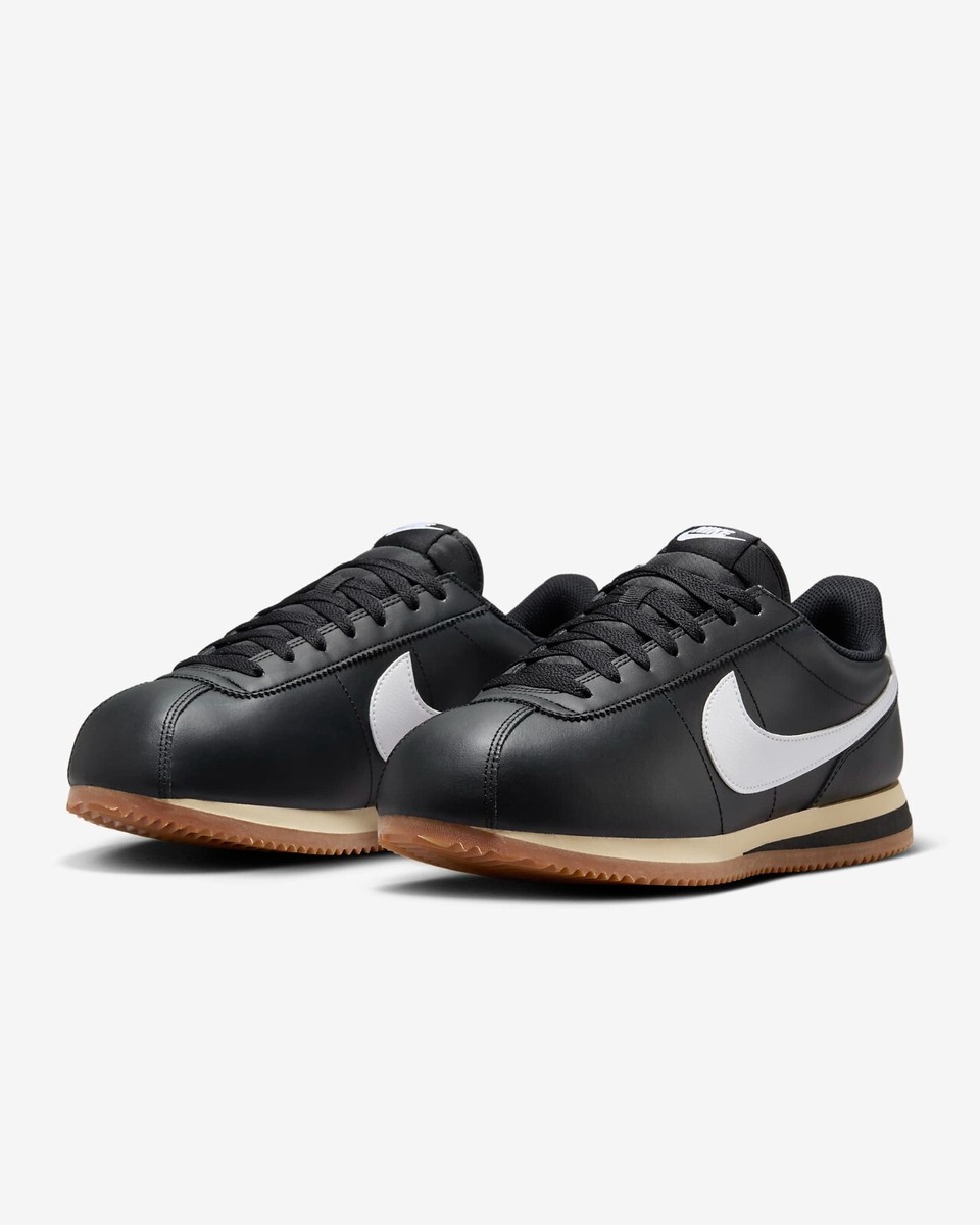 Nike Cortez Leather Sneakers Shoes Black/Gum Medium Brown DM4044