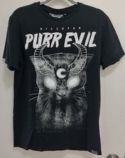 Official KILLSTAR Purr Evil Short Sleeve T-Shirt Black and White Size MEDIUM
