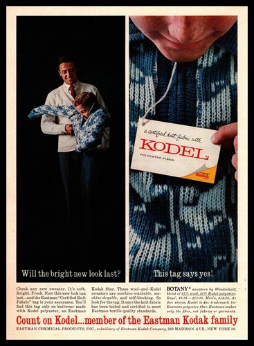 1962 Eastman Kodak Kodel Polyester Fiber Knit Sweater Boy With Freckles Print Ad