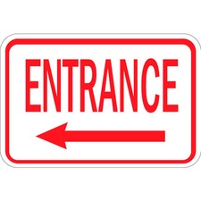 Entrance Sign With Left Arrow Osha Metal Aluminum Sign