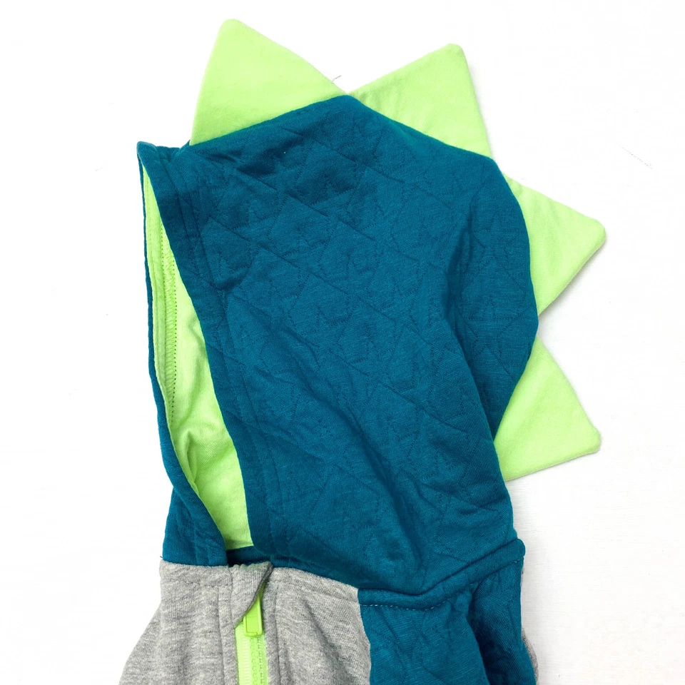 Cat & Jack Bebé Niño Talla 12M Con Capucha Una Pieza Dinosaurio Gris Jaspeado/Verde azulado Foto 3 de 4