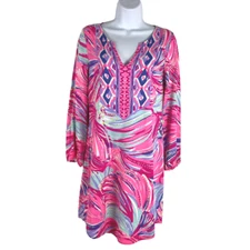 Lilly Pulitzer Gianna Tunic Dress Oh My Guava Engineered Women's XS DR-1055