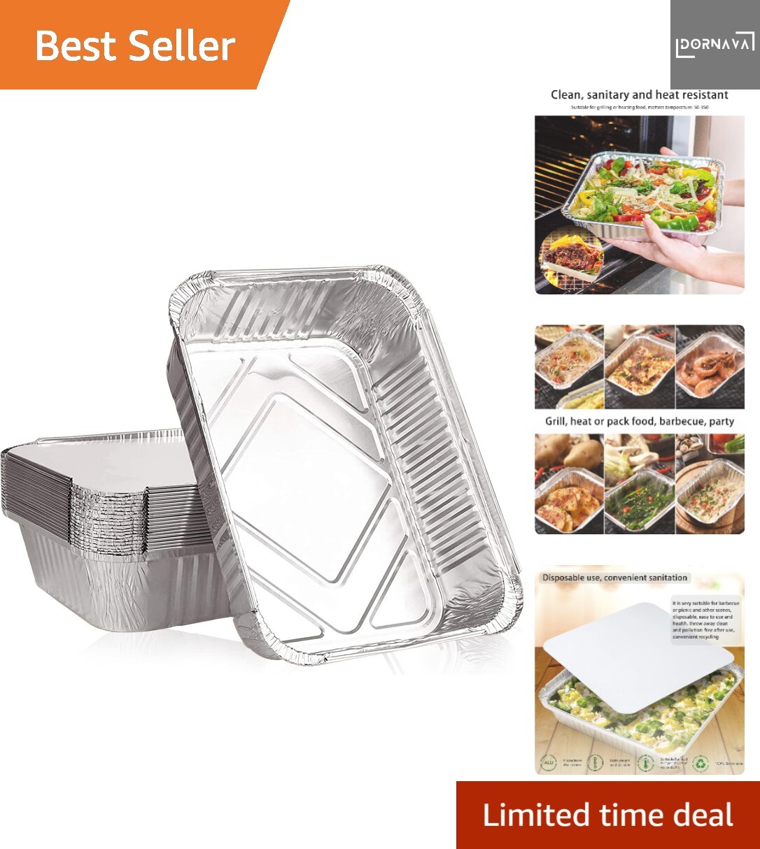 20 Stück Aluschalen Grill 1000 ml Alu Grillschale mit Deckel Einweg Aluminium...