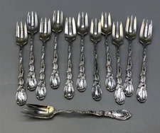 Louis XV - Durgin div. of Gorham Sterling Silver set of 12 Cocktail Forks 5.75"