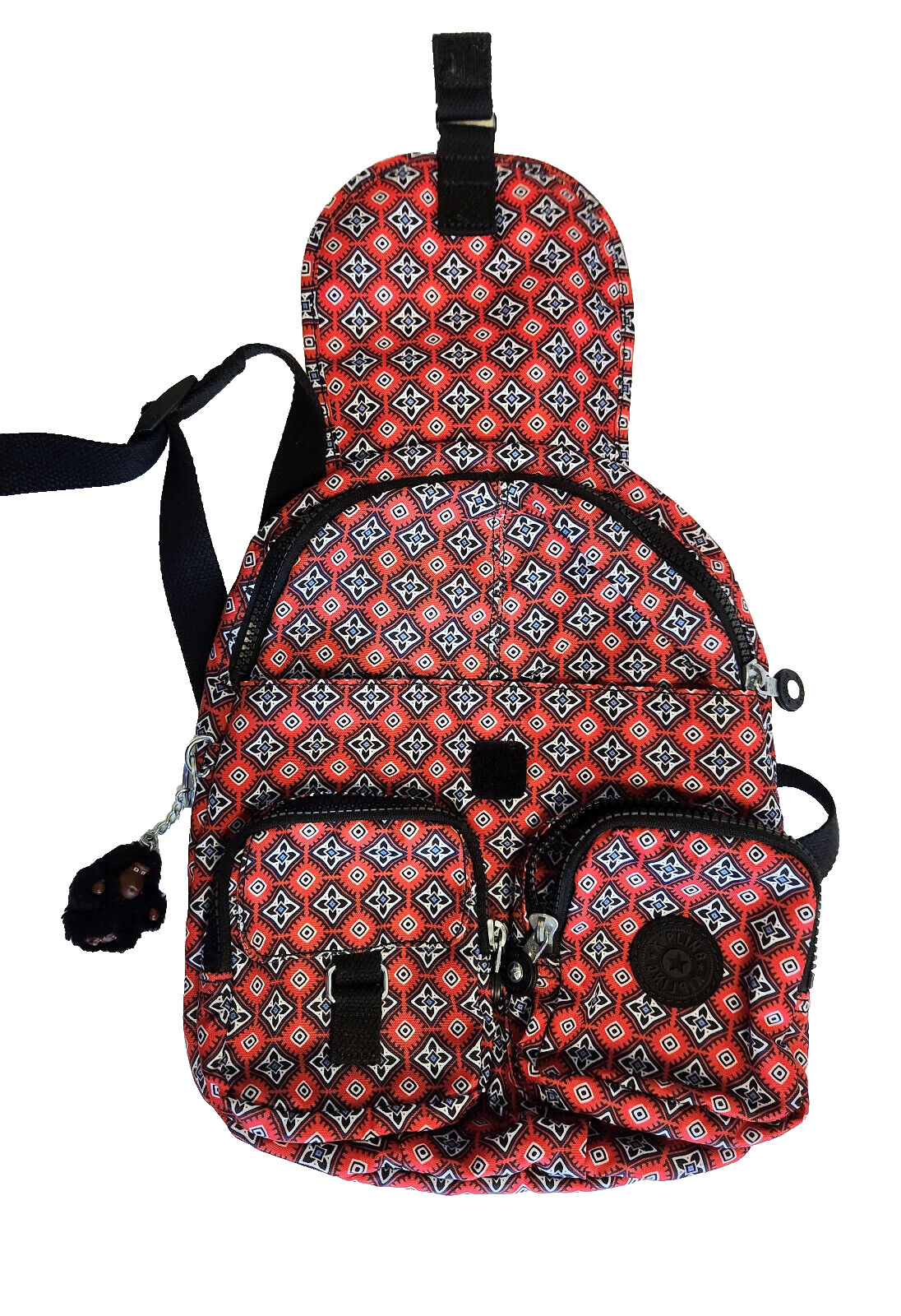 Kipling Lovebug Small Backpack Red Black Geometri… - image 3