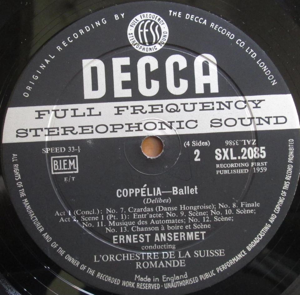 SXL 2084-5 ED1 Delibes Coppelia Ballet Ansermet 2LP Decca Box 1st WBG - Image 2 of 4