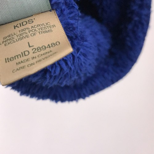 LL Bean Kids Large Ski Hat with tassels Blue Pink White snowflakes - Picture 5 of 7