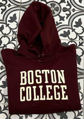 Boston College Eagles Maroon Champion Stitched Hoodie Pullover Sweatshirt Large