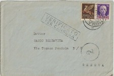 1941 ISOLE JONIE 50C+50C P.A VALORI GEMELLI SU BUSTA CENSURATA DA CEFALONIA X GE
