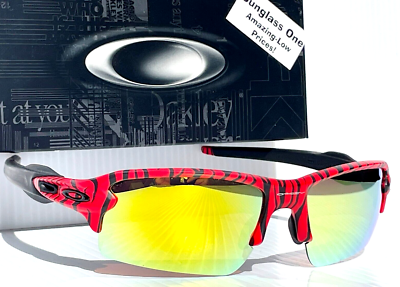 NEW Oakley FLAK 2.0 Red Tiger Stripes POLARIZED Galaxy Gold Lens