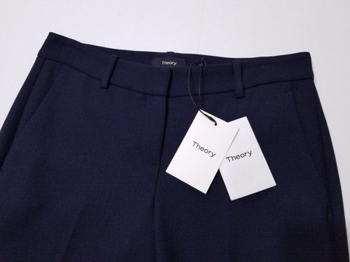 NWT Theory Testra 2 Wool Blend Ankle Length Pants Navy Size 0 $335 - Picture 7 of 10