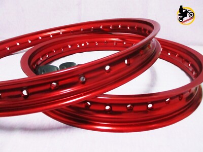 KAWASAKI F7 A/B/C/D 1971-1975 F & R ALUMINIUM RED WHEEL RIM SET