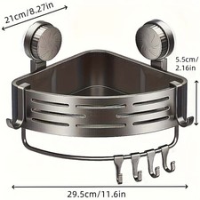 Secure No-Drill Adhesive Shower Shelf for Corner Bathroom Storage  Organization