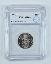 2012-D Washington Quarter ATB Hawaii Volcanoes MS68 ICG