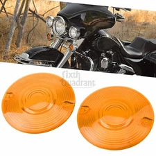 For Harley Touring Electra Glide Road King 2× Turn Signal Light Cover Lens Amber