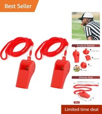 Portable Red Whistles for Coaches - Adjustable Loud Crisp Sound with Lanyard