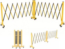 8/11/16ft Outdoor Traffic Barricade Gate Steel Expandable Folding Safety Barrier