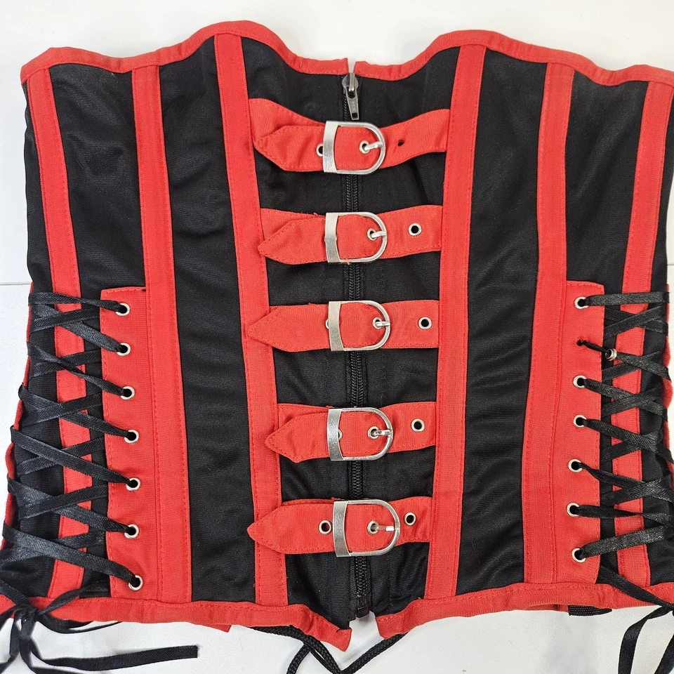 Corsé Gótico Hot Topic Hebilla Con Cordones Íntimo Rojo Negro Corsé Medium Juegos con disfraces Foto 2 de 4