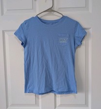 Vineyard Vines Girl's Blue Block Print Fish Whale Fill Short-Sleeve Tee Size L