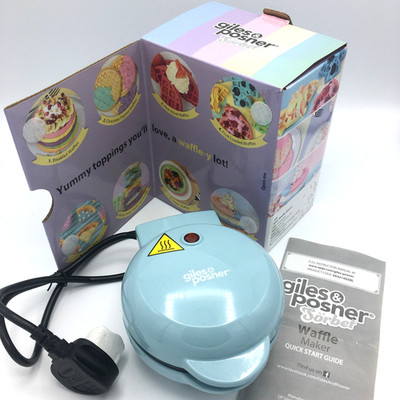Mini Waffeleisen Maschine Giles & Posner Sorbet Blau Antihaft Platte NEU FUNKTIONIERT