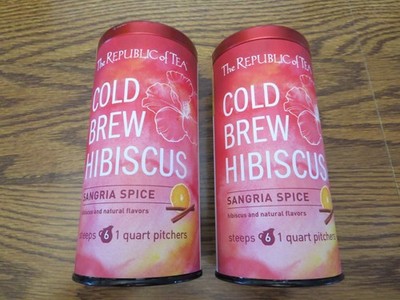 2 The Republic of Tea COLD BREW HIBISCUS Sangria Spice 6 Quarts EA EXP 4/2027+
