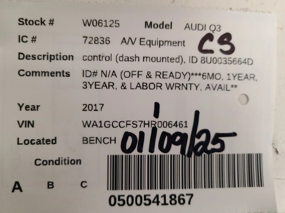 Equipo de audio radio control montado en el tablero se adapta a 15-18 AUDI Q3 1948455 Foto 3 de 4