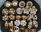 Vintage Lot 12 Pairs Clip Earrings Signed  Variety of  Gold Tones & Styles (D)