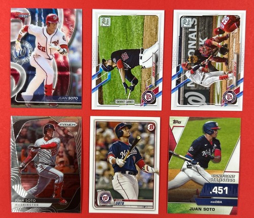 Lotto 6 carte Juan Soto - Nazionali, Padres, Mets - MLB Superstar - Topps & Panini - Foto 1 di 2
