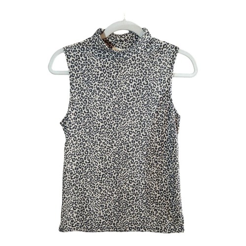 Olivia Rae Ribbed Knit Leopard Print Sleeveless Mock Neck Top Women's L NWT - Foto 1 di 6