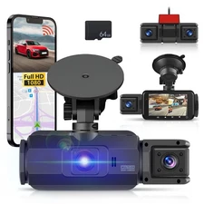 2K 4 Channel Dash Cam for Car, 360° View Front and Rear Inside 1080P Camera w...