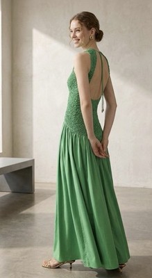 The Wolfgang Cocktail Dress Women s XS Green Smocked Sleeveless Maxi Formal