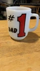 Vintage Anchor Hocking White Milk Glass with #1 Dad Mug Design