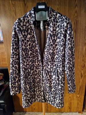 Vero Moda Leopard Print Jacket Women's XS Mid-Length Beige Black Collared
