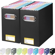 File Organizer Box, Cardboard File Folder Organizer with Handle for Letter Size,